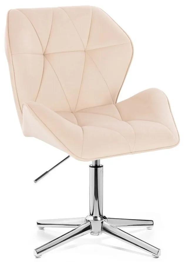 LuxuryForm DESIGN Stolička MILANO MAX VELUR na striebornom kríži - krémová