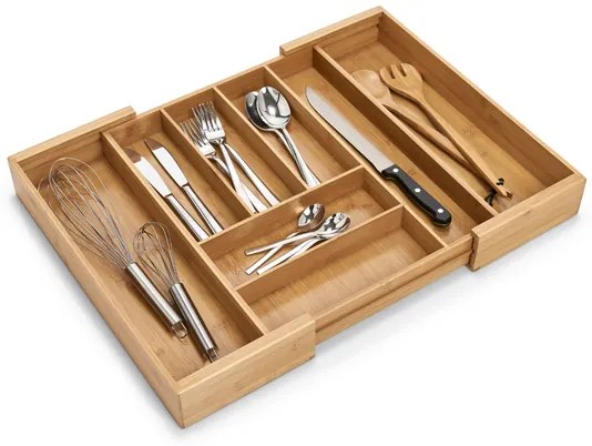 Bambusový príborník, nastaviteľný organizér do zásuvky ZELLER - 35-58 x 43 cm