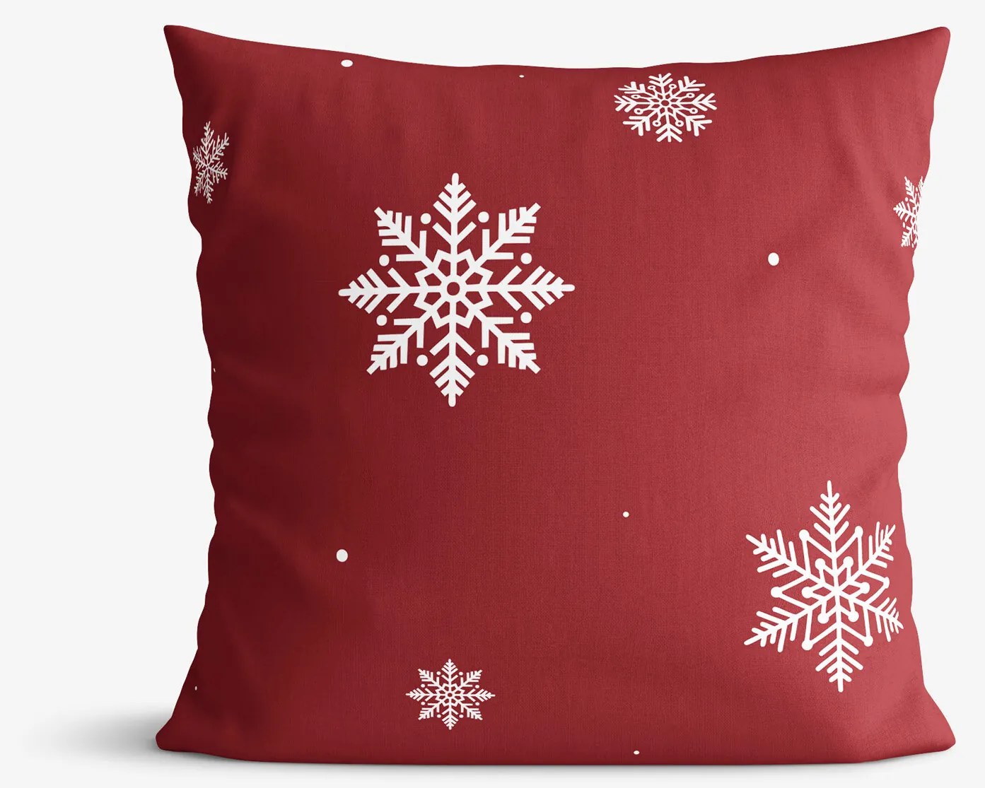 Goldea vianočná bavlnená obliečka na vankúš - snehové vločky na červenej 40 x 40 cm