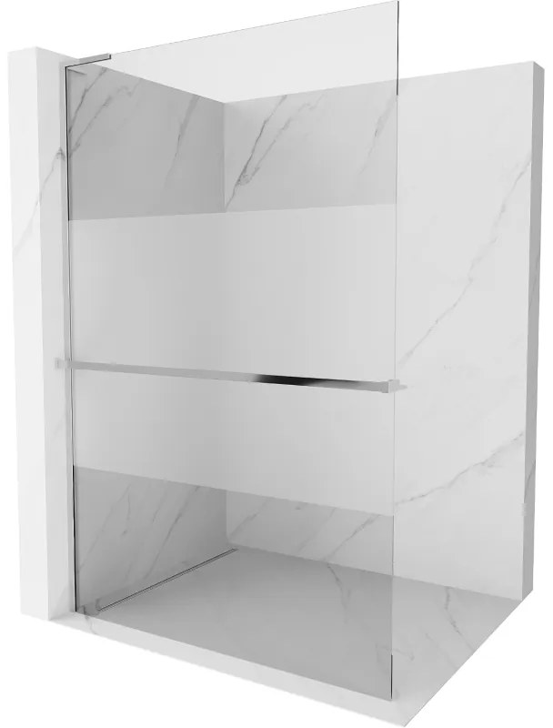 Mexen Kioto+ L, sprchová zástena Walk-In s poličkou a vešiakom 70 x 200 cm, 8mm číre sklo-námraza, chrómový profil, 800-070-123-01-35