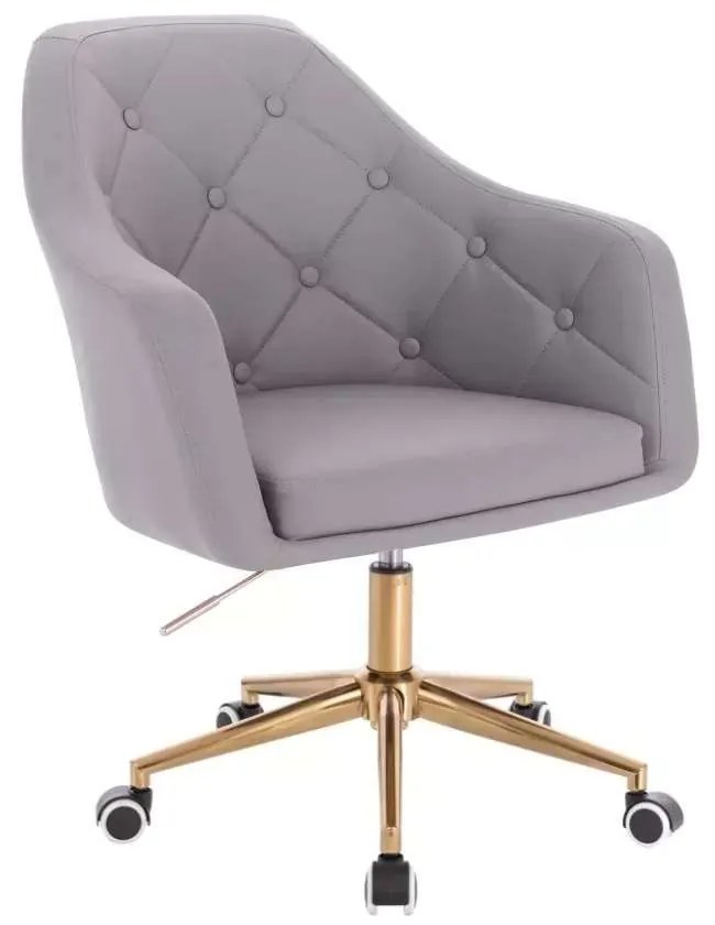 LuxuryForm DESIGN Kreslo ANDORA na zlatej podstave s kolieskami - šedé