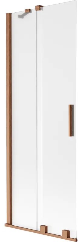 Mexen Velar, 2-krídlová posuvná vaňová zástena 70 x 150 cm, 8mm sklo námraza, medená matná, 896-070-000-31-65