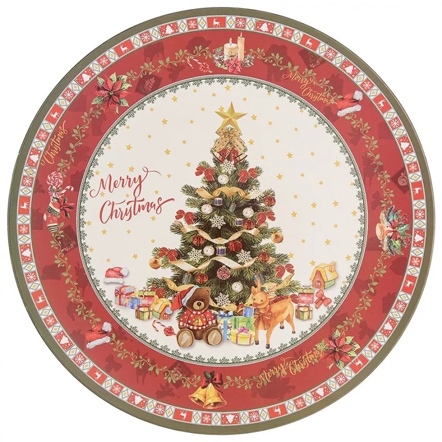Vianočný tanier / podnos so stromčekom Merry Christmas - Ø 33 * 1 cm