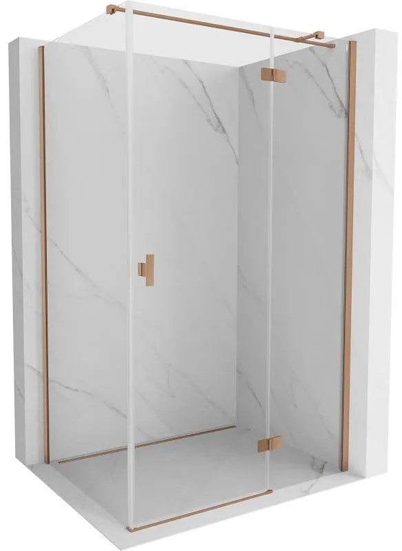 Mexen Mist H T, sprchový kút s výklopnými dverami pravý 115 x 75 cm, číre sklo, medená matná, 8A5T-115-075-65-00-P