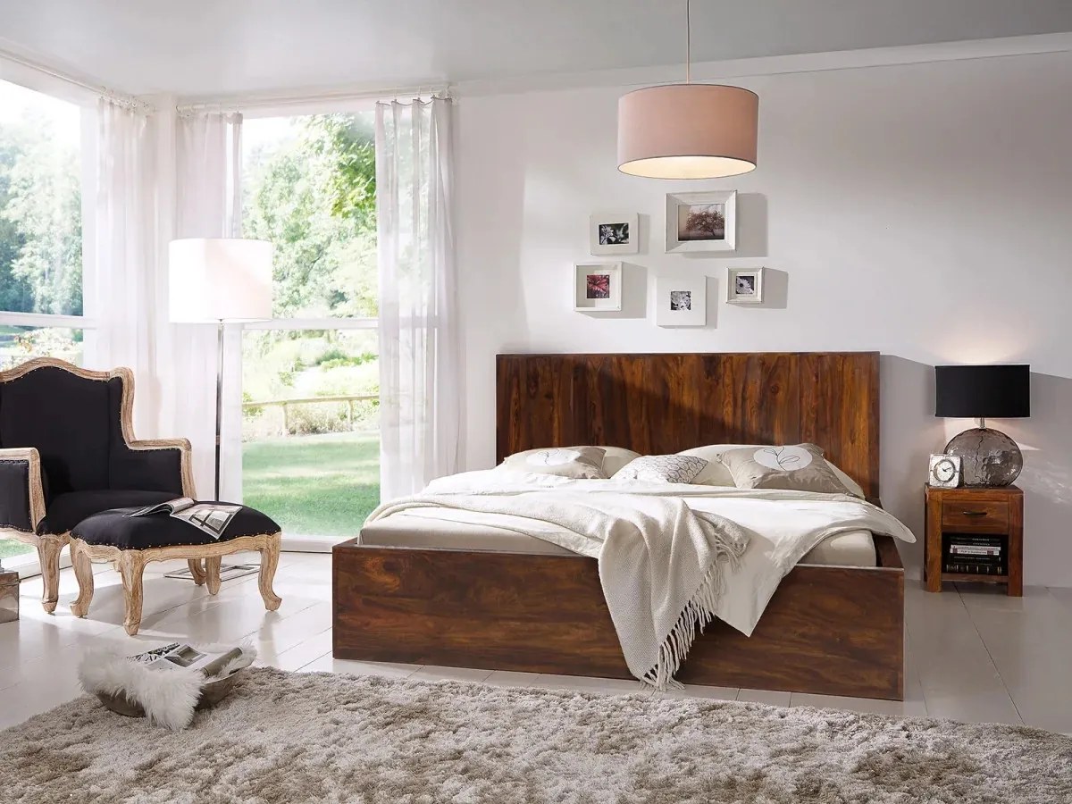 furniture-nabytek.cz - Masívna posteľ Palison z palisandrového dreva, lakovaná, hnedá – 192×212×110 cm