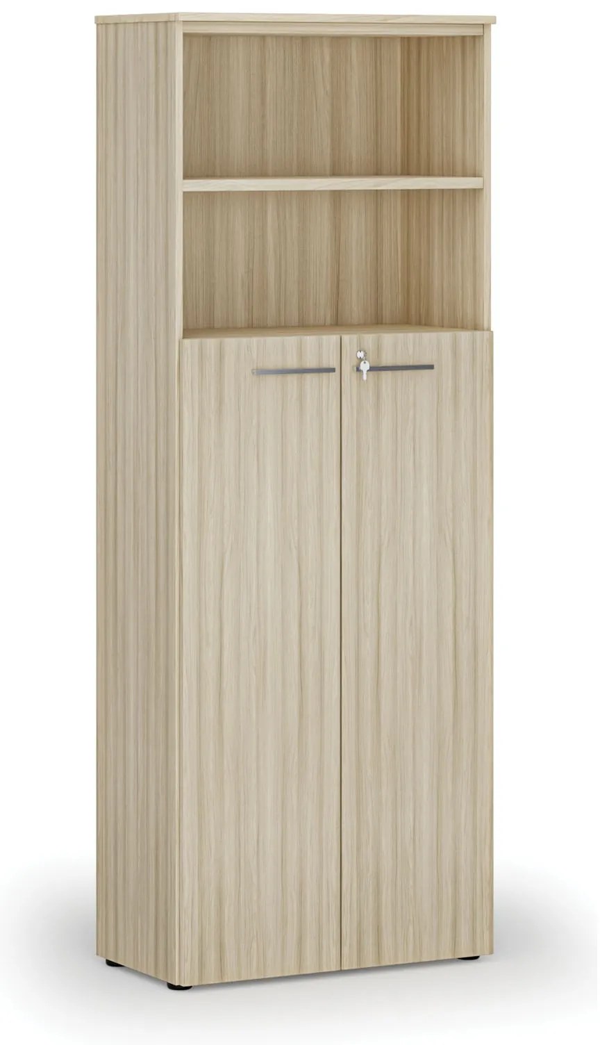 Kombinovaná kancelárska skriňa PRIMO WOOD, dvere na 4 poschodia, 800 x 420 x 2128 mm, dub prírodný