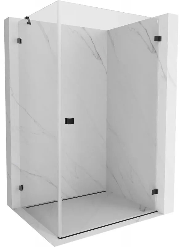 Mexen Lunar-B pravostranný výklopný sprchový kút 75 x 70 cm, číre sklo, čierna matná, 832-075-070-70-00-P