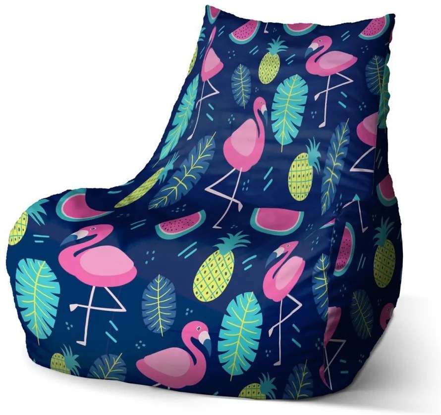 Sedací vak Bean ružoví plameniaci, farebná