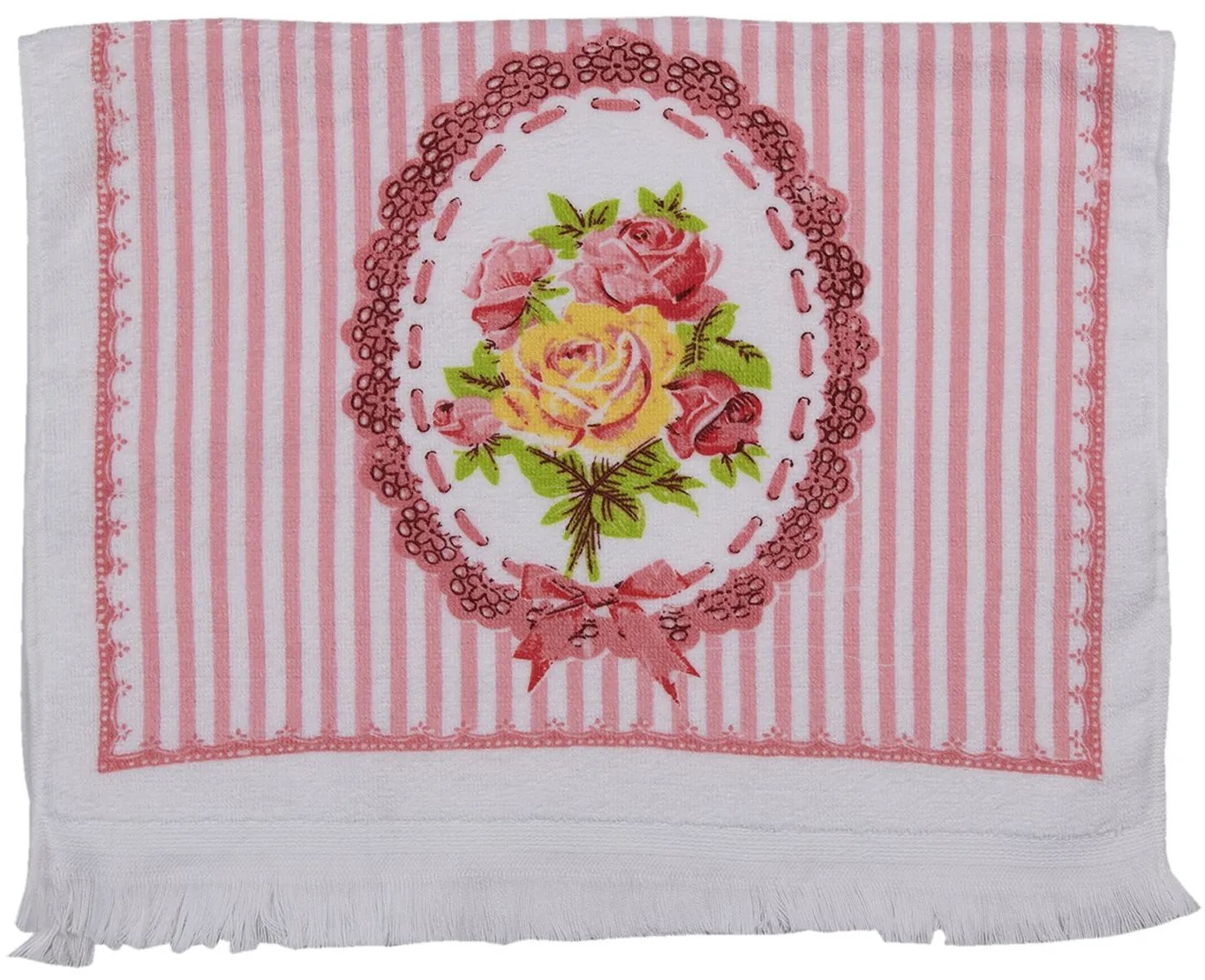 Kuchynský froté uterák s ruží a prúžkom - 40*66 cm Kuchynský froté uterák s ruží a prúžkom - 40*66 cm