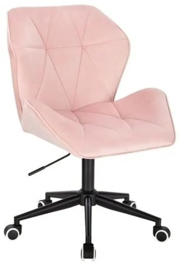 LuxuryForm DESIGN Stolička MILANO MAX VELUR na čiernej podstave s kolieskami - svetlo ružová