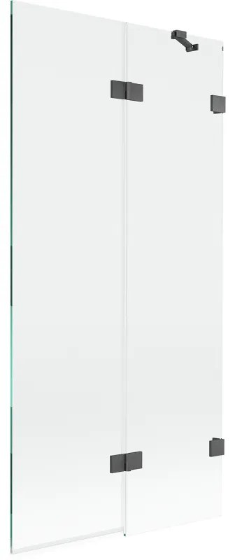 Mexen Lunar, 2-krídlová vaňová zástena pravá 90 x 150 cm, číre sklo, grafitová, 897-090-100-66-00-P