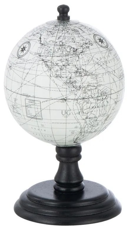 Šedo-čierny glóbus na drevenom podstavci Globe - 10*10*20 cm