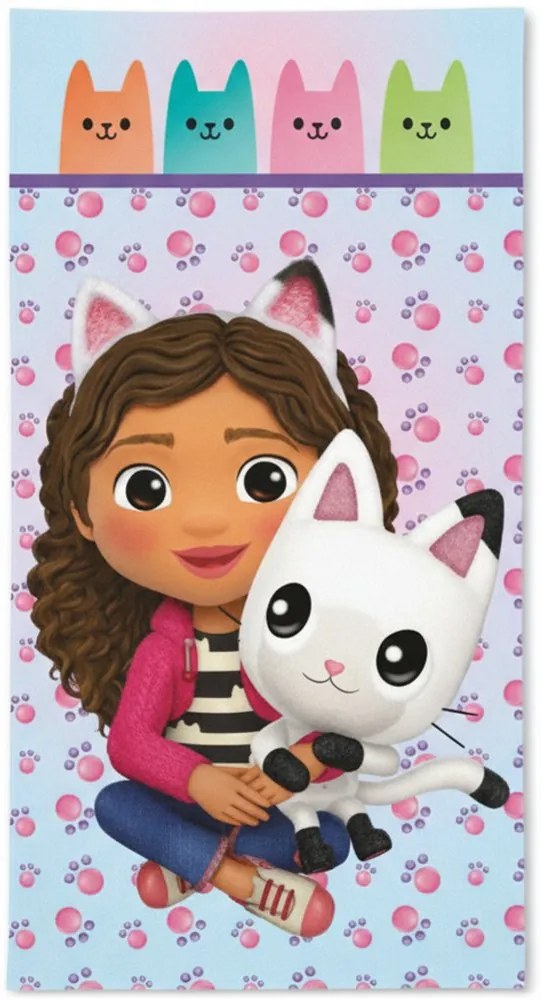 Rýchloschnúca osuška z mikrovlákna Gábinin kúzelný domček - motív Gábi a Pandy Paws - 70 x 140 cm