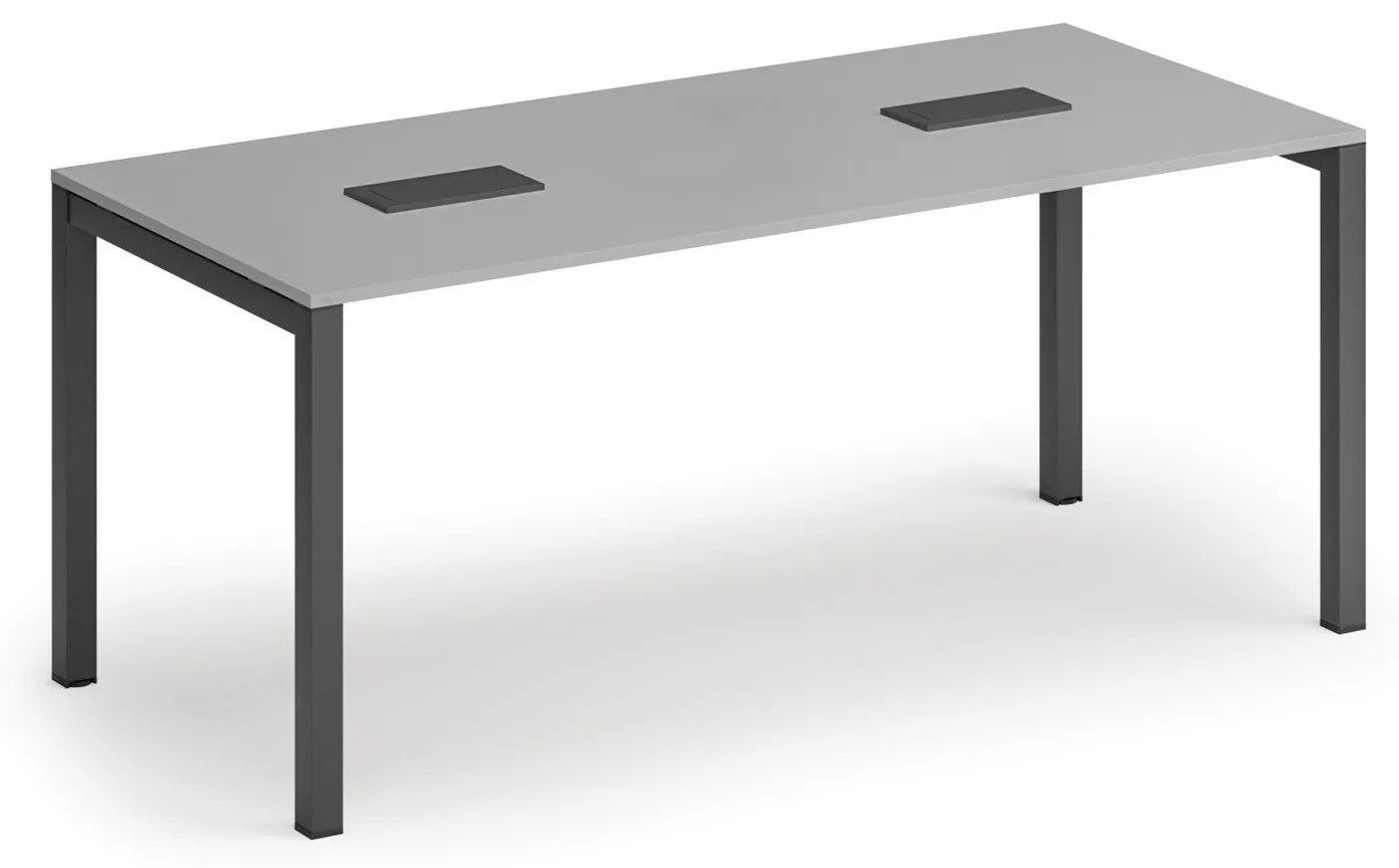 Rokovací stôl PRIMO SQUARE, 180x80 cm, sivá + 2x zásuvka TYP I, čierna