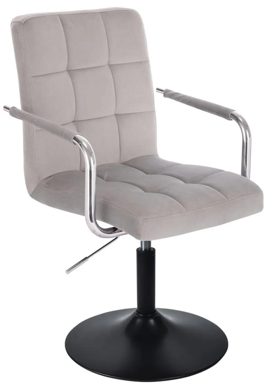 LuxuryForm DESIGN Stolička VERONA VELUR na čiernom tanieri - svetlo šedá