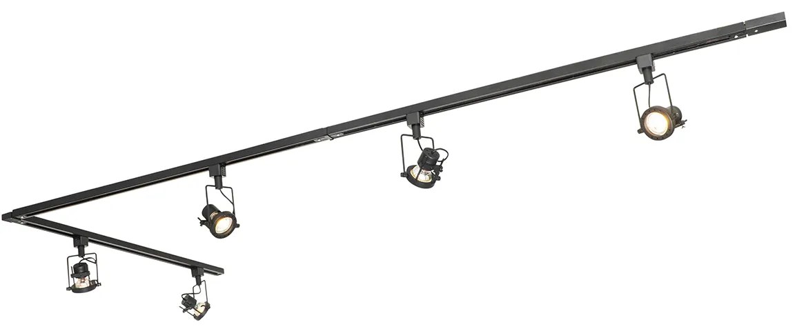 Inteligentný koľajnicový systém čierny 1-fázový vrátane 5 Wifi GU10 - Suplux