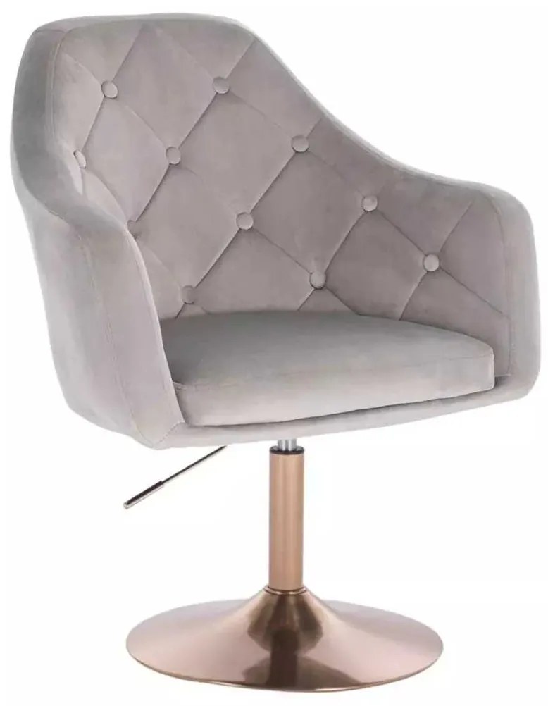 LuxuryForm DESIGN Kreslo ANDORA VELUR na zlatom tanieri - svetlo šedé