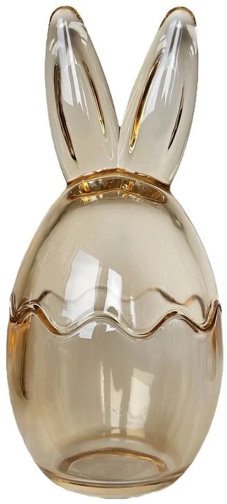 Béžová sklenená dóza vajíčko s uškami Rabbi -Ø 10*22 cm Béžová sklenená dóza vajíčko s uškami Rabbi -Ø 10*22 cm