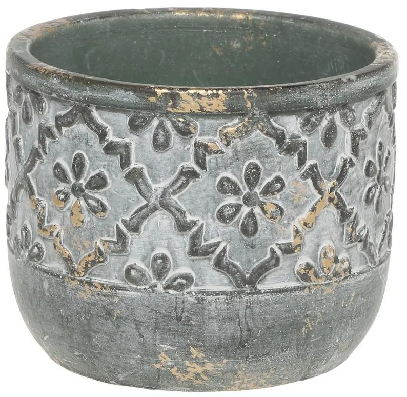 Opálový antik cemantový obal na kvetináč s kvetmi Narbonne S - Ø 13*10 cm