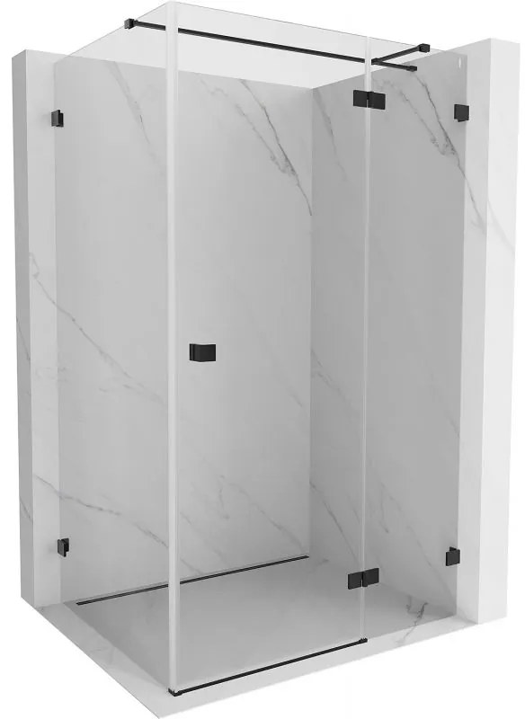 Mexen Lunar T pravý výklopný sprchový kút 140 x 100 cm, číre sklo, čierna matná, 834T-140-100-70-00-P