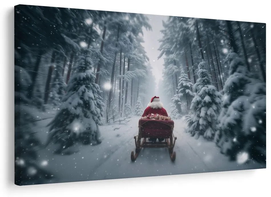 Obraz santova vianočná cesta lesom