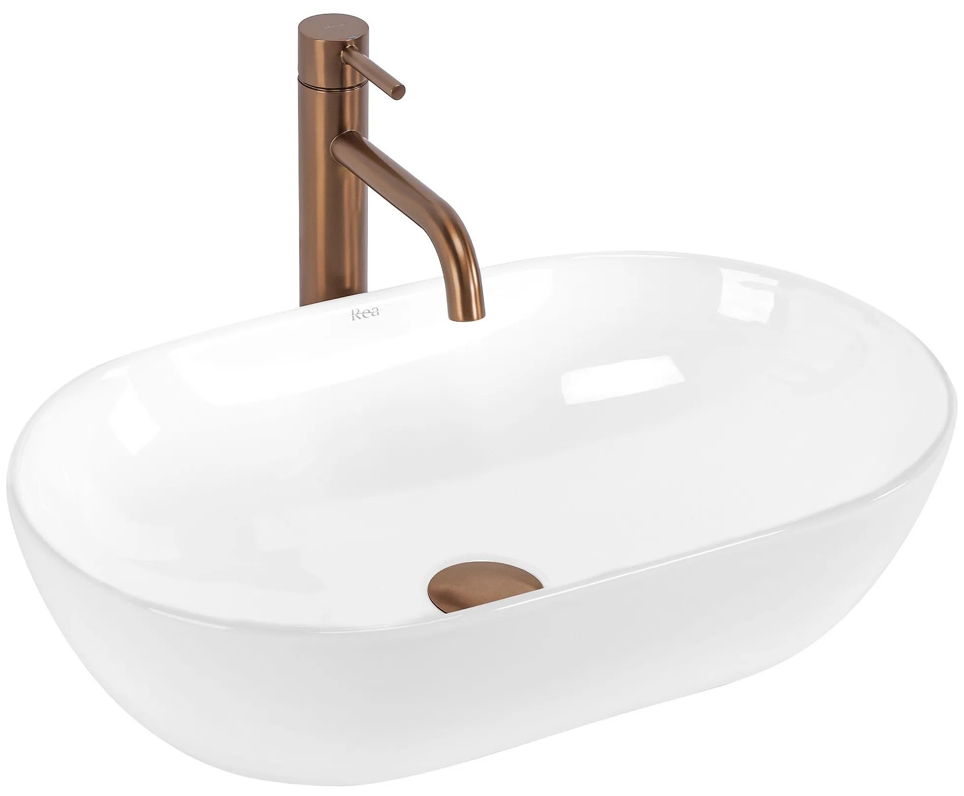 Rea Amelia, umývadlo na dosku 520x325x125 mm, biela lesklá, REA-U4331