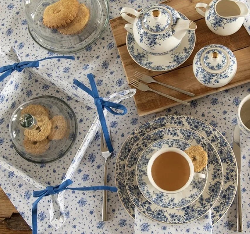 Bavlnený košík s modrými ružičkami Blue Rose Blooming - 35*35*8 cm