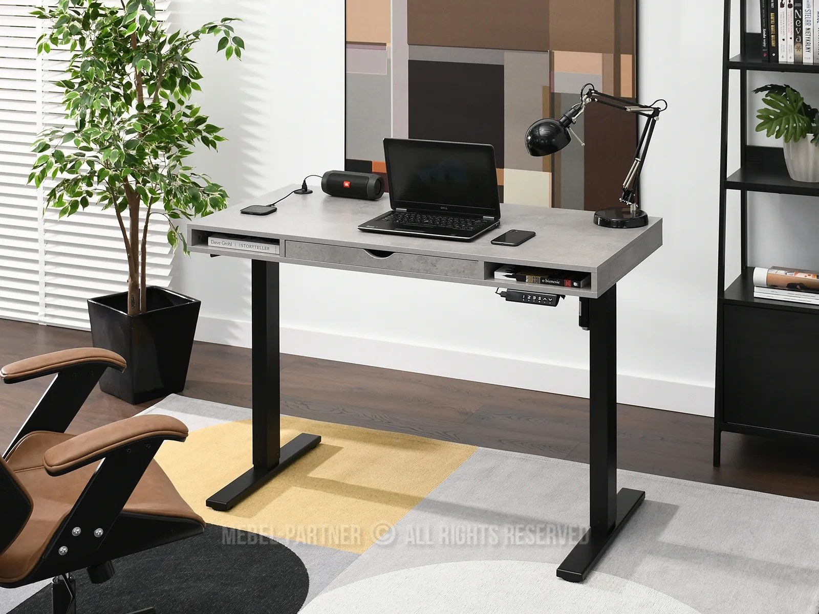 PC stolík Osto 120 (betón + čierna). Akcia -26%. Vlastná spoľahlivá doprava až k Vám domov. 1109821