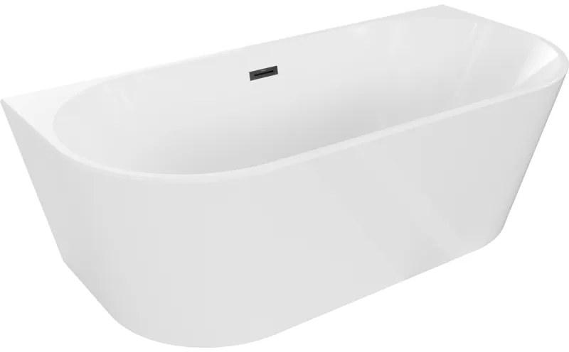 Mexen Oval, voľne stojaca nástenná vaňa 160 x 80 cm, biela, čierny matný prepad, 52671608000-70