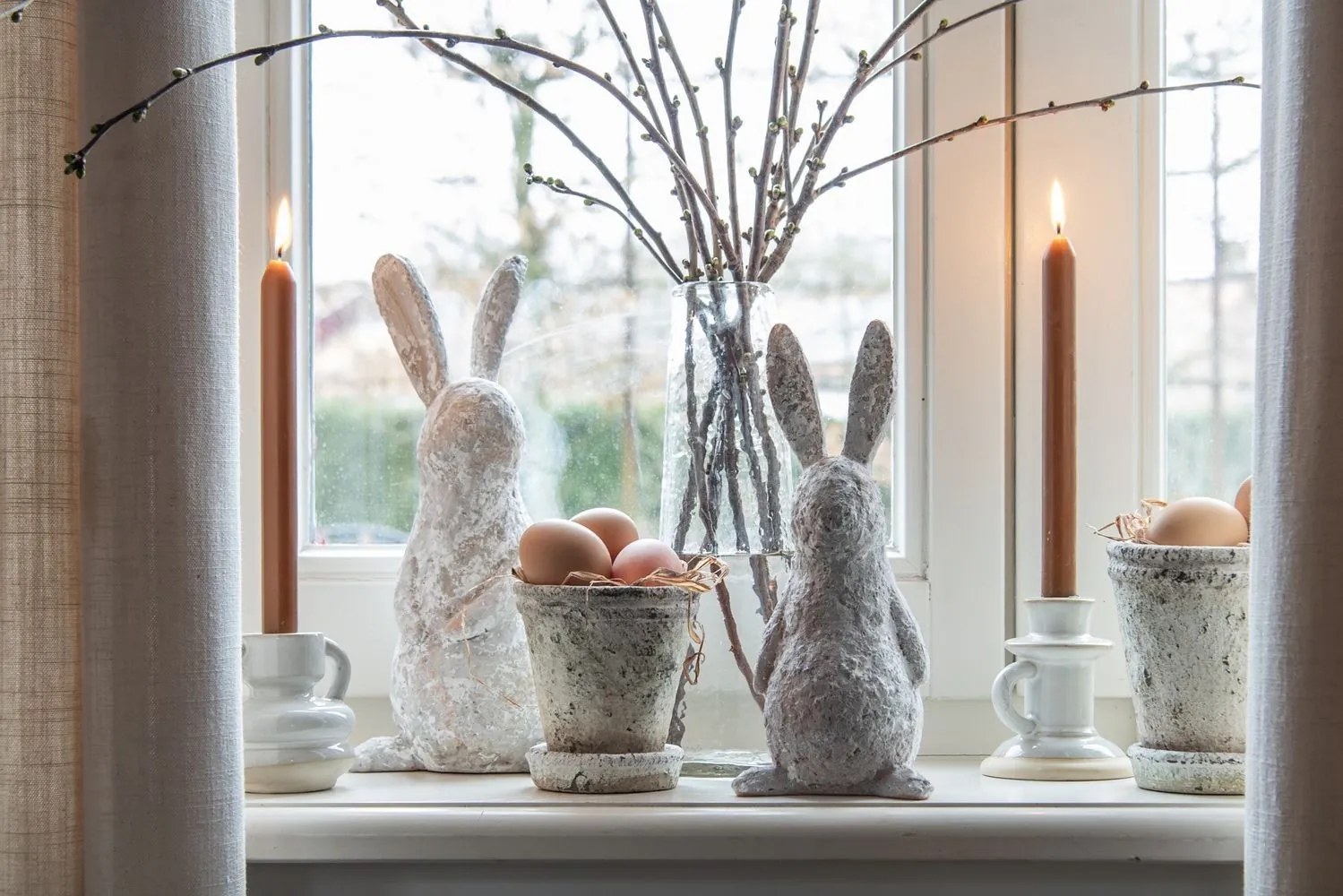 Béžový antik cementový kvetináč s miskou Provencal S - Ø 13*14 cm