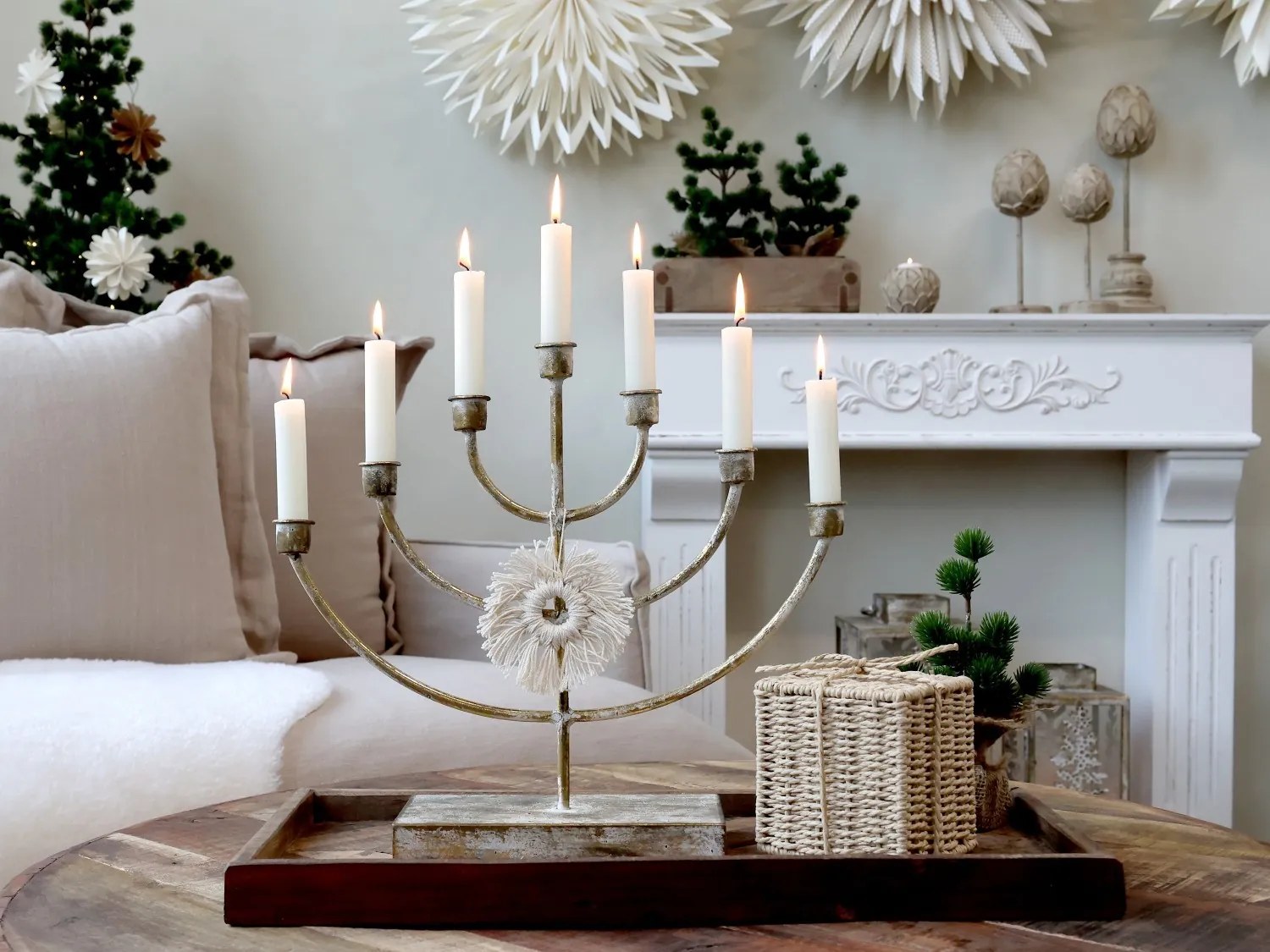 Bronzový antik kovový svietnik na 7 úzkych sviečok Villo - 40*10*35 cm