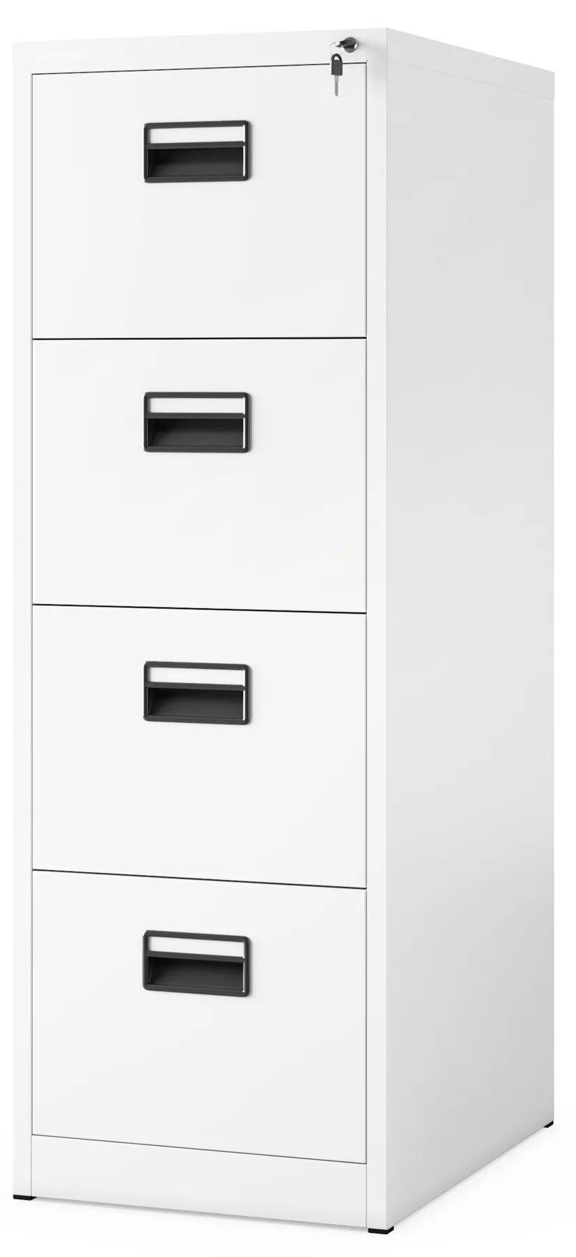 Kovová kartotéka, 4 zásuvky SARA V4, 460 x 1320 x 620 mm, biela