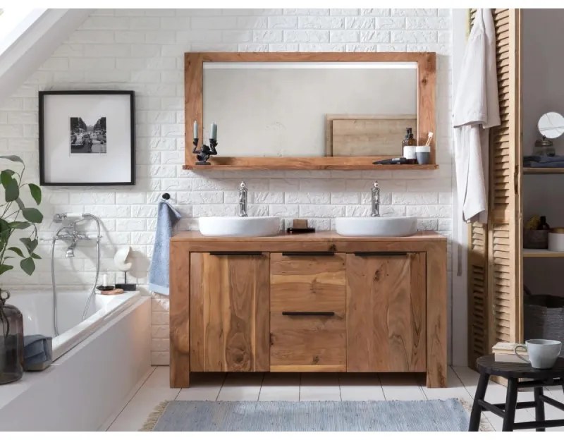 furniture-nabytek.cz - Masívna súprava nábytku do kúpeľne Auckland II z akácie, lakovaná, hnedá