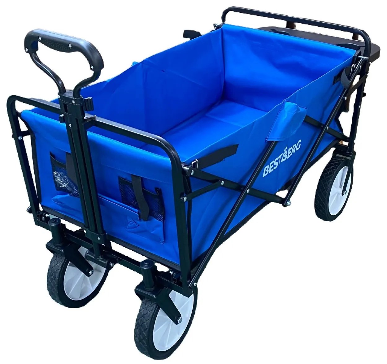 BestBerg BBBW-10BE skladací záhradný / plážový vozík / nosnosť 70 kg / modrý