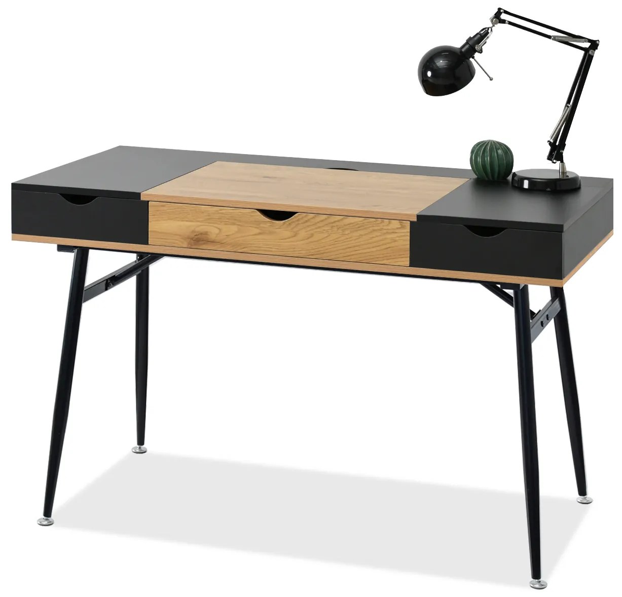 PC stolík Baiden (dub čierny + čierna). Akcia -30%. Vlastná spoľahlivá doprava až k Vám domov. 1109732