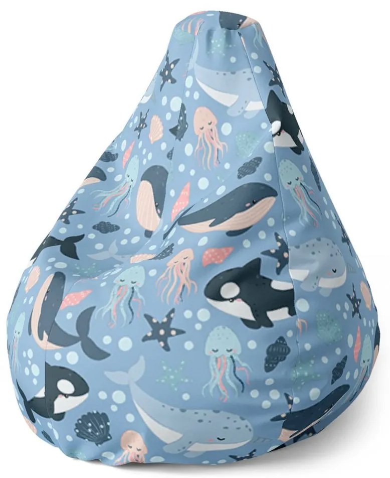 Sedací vak Pear detský morský svet - detský, modrá