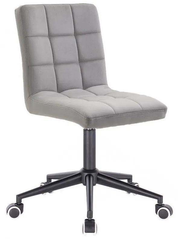 LuxuryForm DESIGN Stolička TOLEDO VELUR na čiernej podstave s kolieskami - svetlo šedá