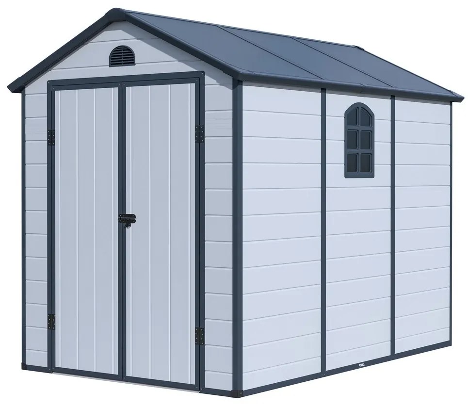 Záhradný domček G21 Boston 523 - 188 x 278 cm, plastový, svetlo šedý 6390072