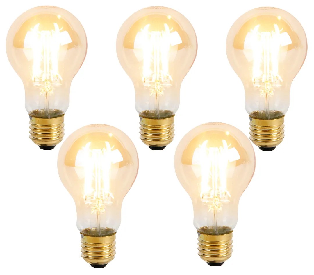Sada 5 stmievateľných LED žiaroviek E27 s 3-stupňovým stmievaním A60 Goldline 5W 530lm 2200K