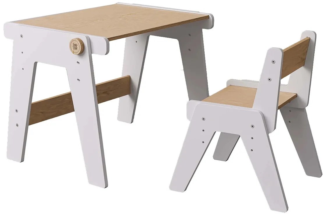 Rastúci stôl a stolička pre malé deti – biela
