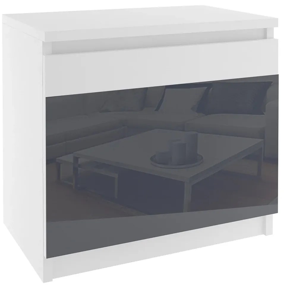 Nočný stolík Belini biely / šedý BM SN1/0/W/W/S/0