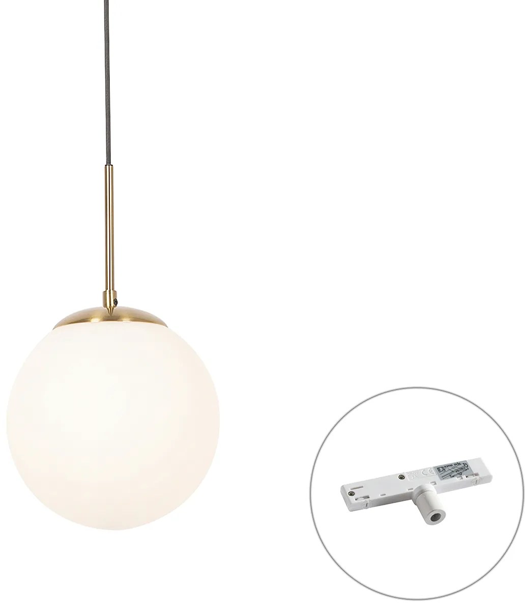 Závesná lampa Art Deco zlatá s opálovým sklom vrátane bieleho adaptéra na koľajnicu 1-fázová - Slimline Flore