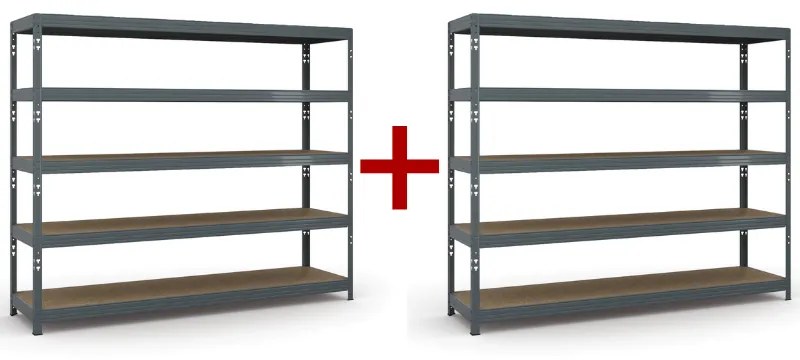 Policový regál 1+1 ZADARMO, 2000x2400x600 mm, nosnosť 450 kg