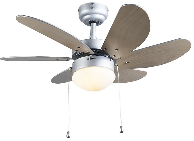 Stropný ventilátor oceľový s potlačou dreva 80 cm s ťahovým spínačom - Fresh