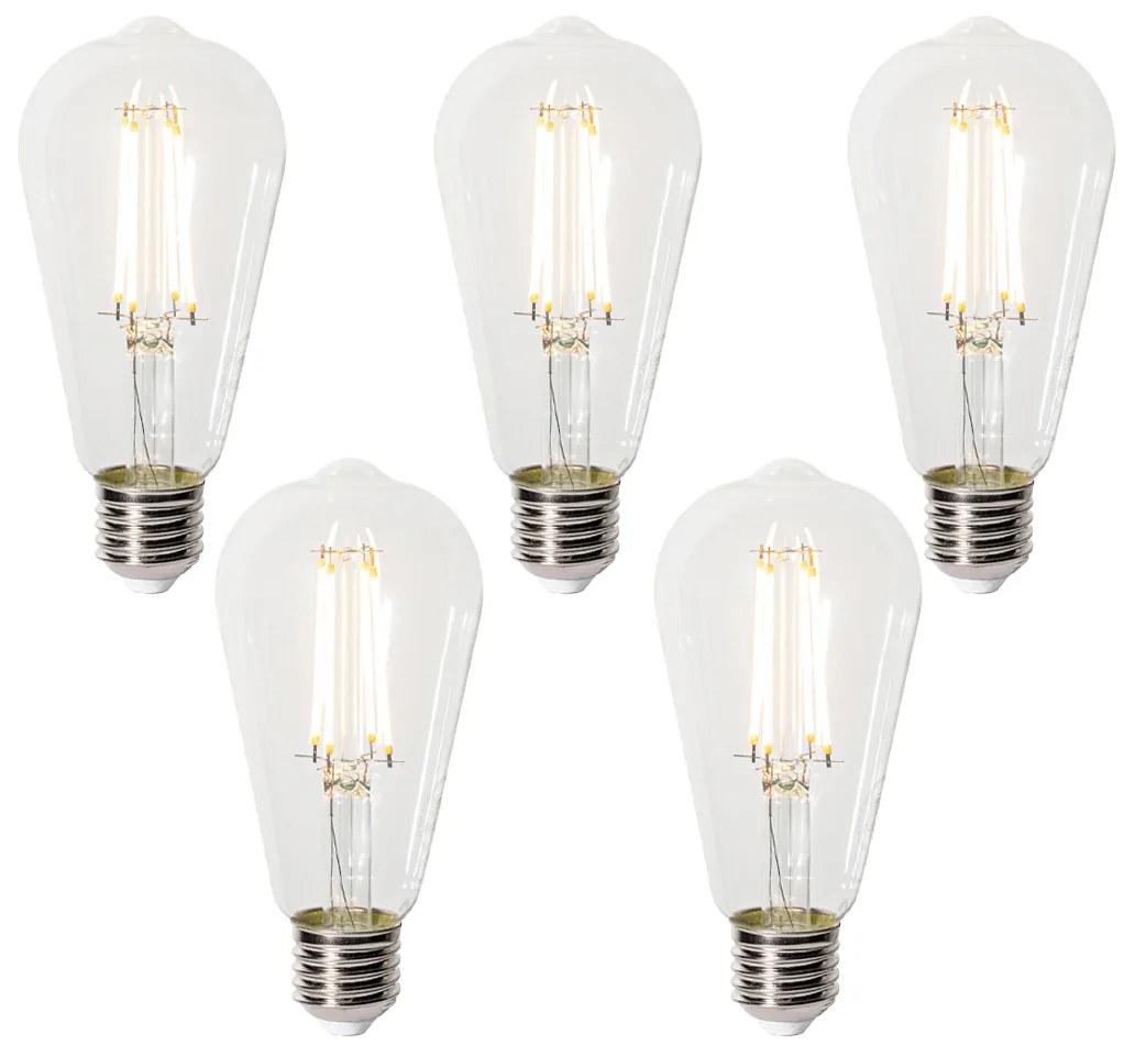 Sada 5 ks E27 3-staps dimbaar LED lamp ST64 clear 6W 700 lm 2700K