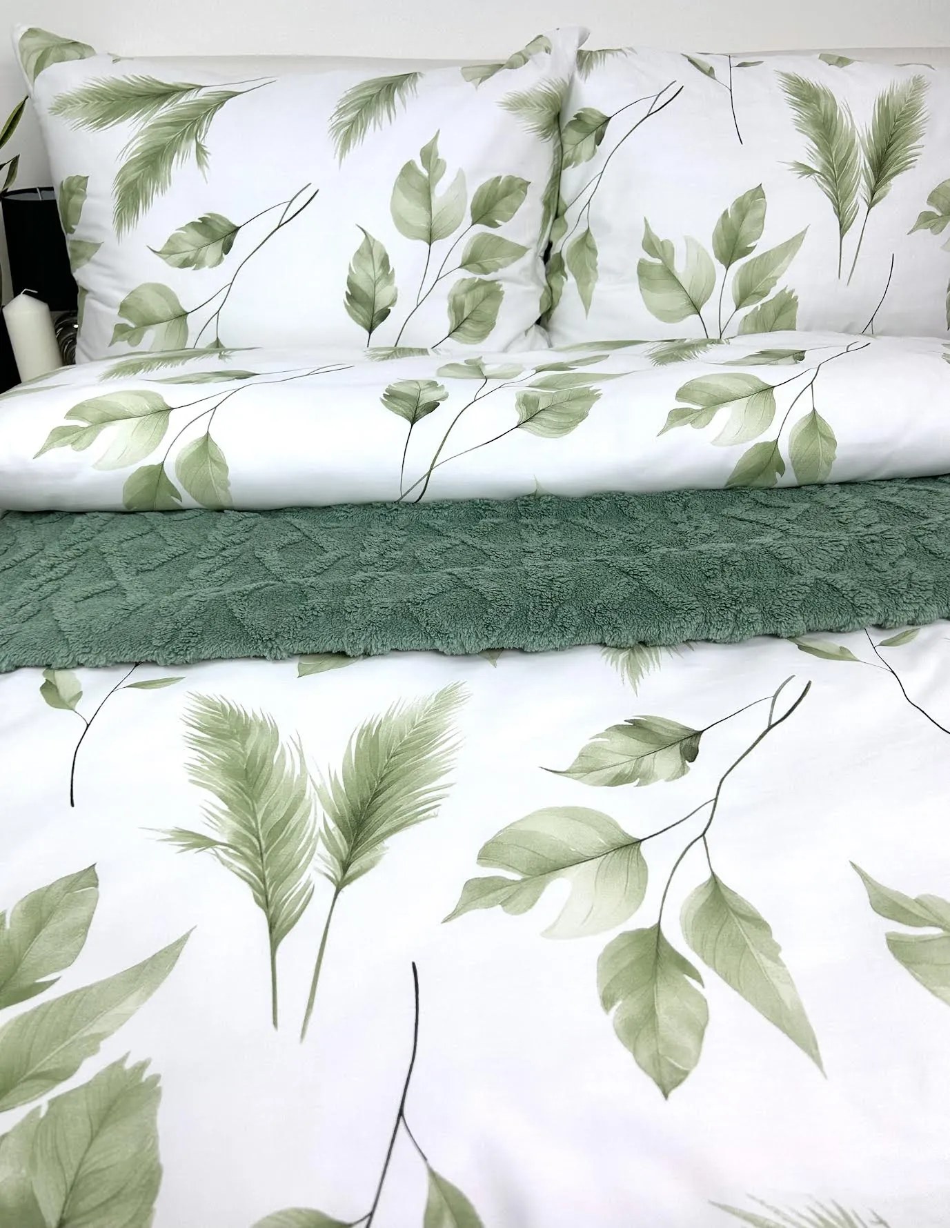 INTERMEDIC SK Posteľná obliečka Bavlnený Satén Zelená Harmónia 140x200/70x90 cm