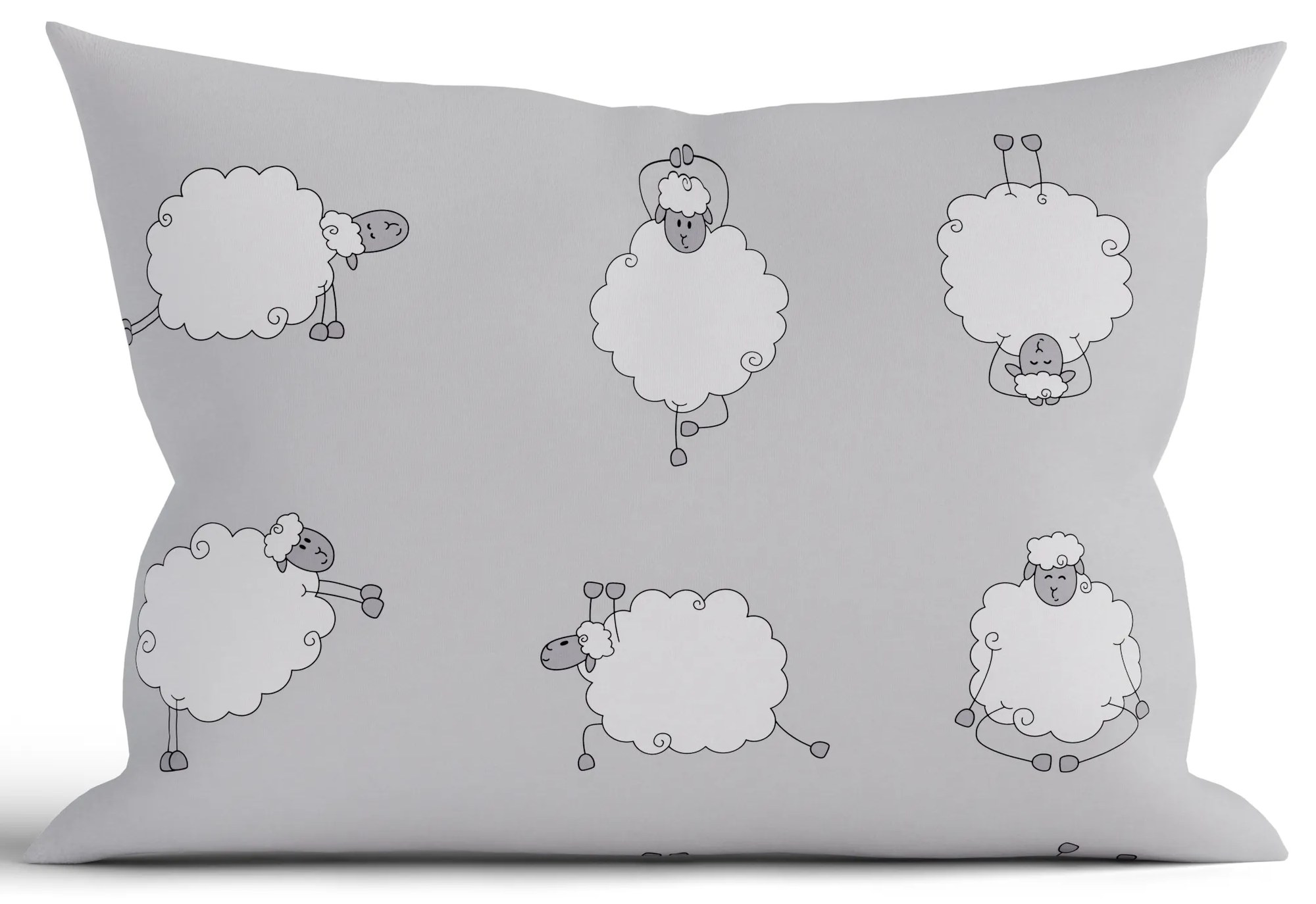 Bavlnená obliečka na vankúš Renforcé 40 x 60 cm – Ovečky Morning Yoga sivá