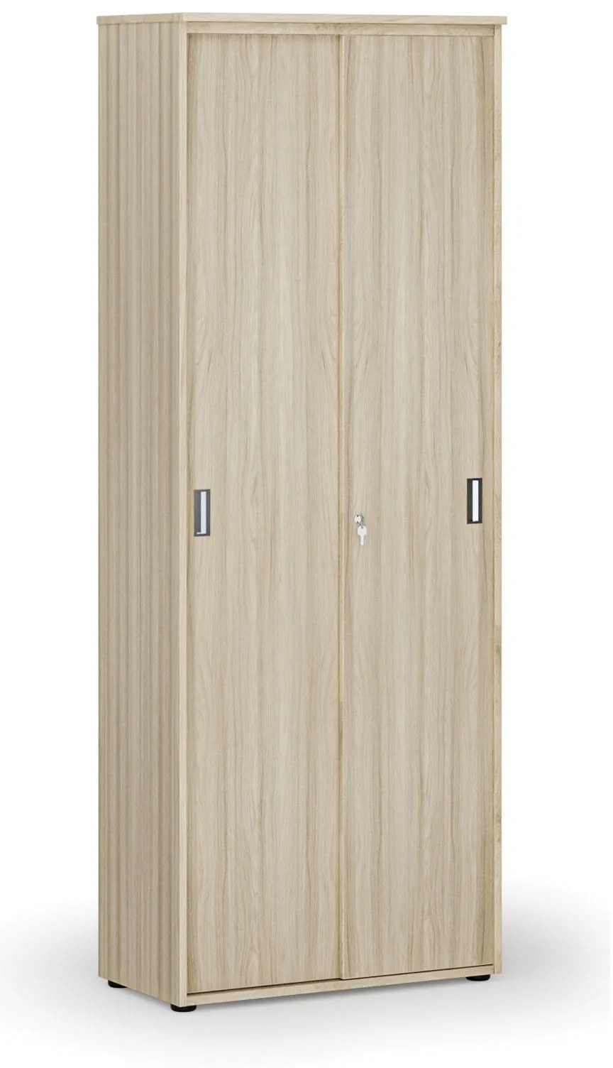 Kancelárska skriňa so zasúvacími dverami PRIMO WOOD, 800 x 420 x 2128 mm, dub prírodný