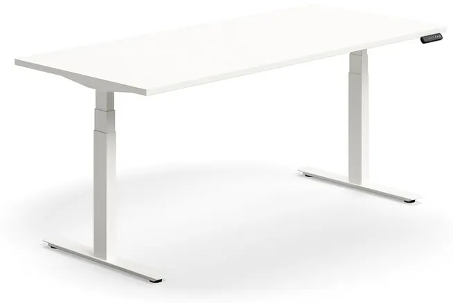 Výškovo nastaviteľný stôl QBUS, rovný, 1800x800 mm, biely rám, biela