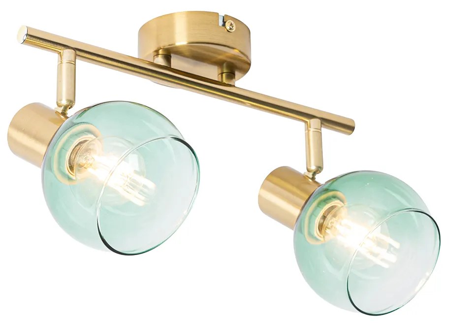 Art Deco reflektor zlatý so zeleným sklom 2-svetlo - Vidro